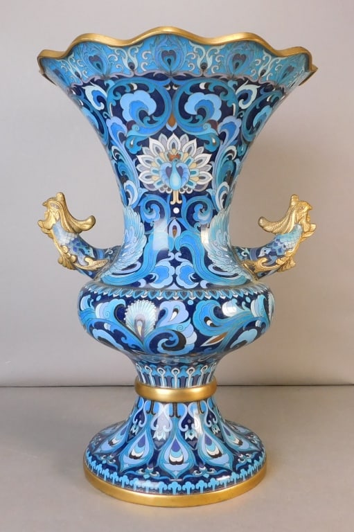 Japanese Cloisonne Phoenix Handled Vase (1 of 8)