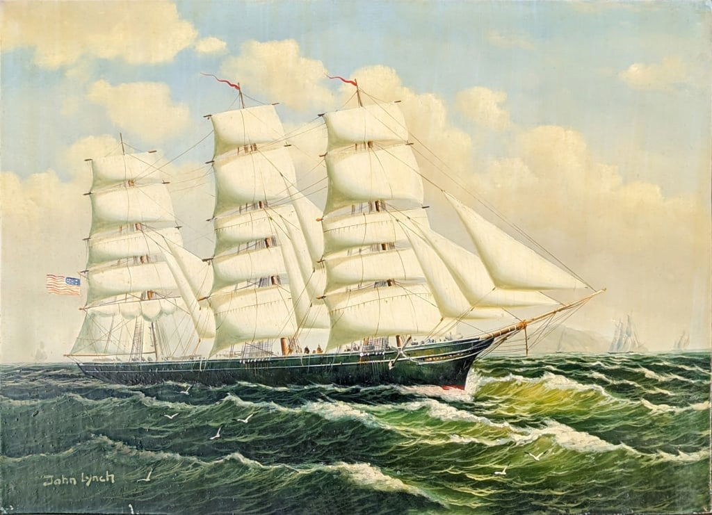 John Lynch Oil on Panel Clipper Ship (1 of 7)