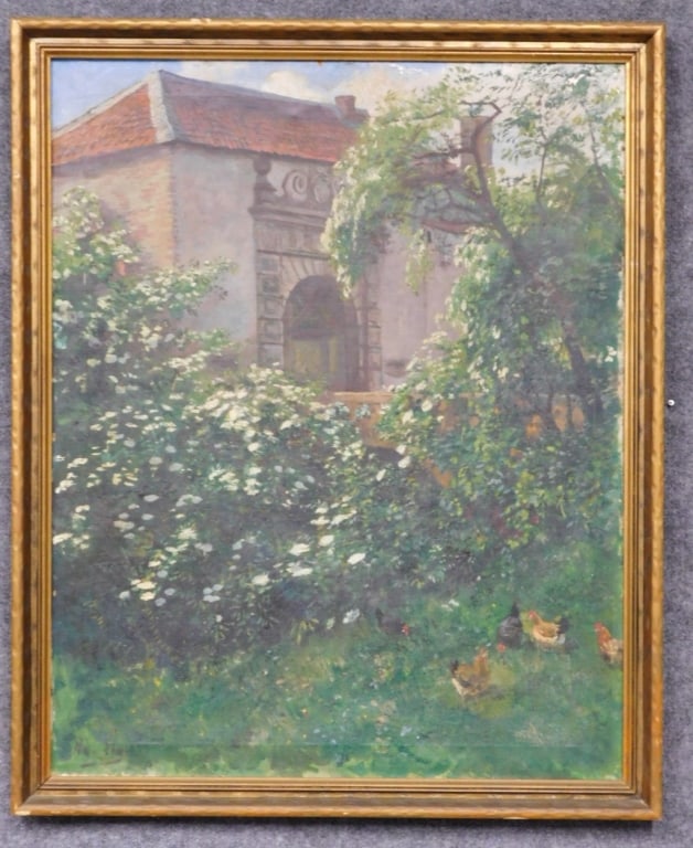 Adolf Lins Oil on Canvas of a Villa (1 of 4)