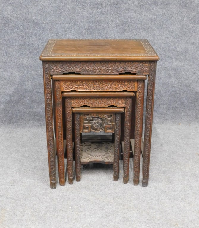 Set of 4 Chinese Qing Rosewood Nesting Tables (1 of 4)