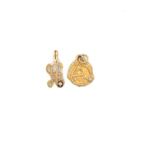 Two 14k Gold Initial "A" Pendants/Charms
