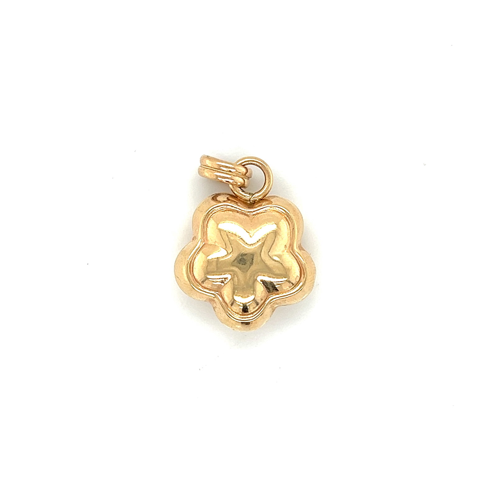 14k Gold Puffy Heart Charm: 14k yellow gold puffy heart charm Weight: 2.4g Dimensions: 16.8x17.4mm 