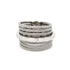 Charriol 18k & Stainless Steel Diamond Cable Ring