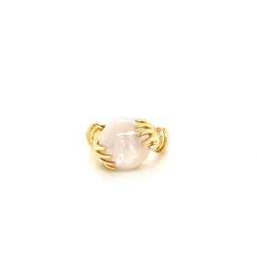 14k Gold Moonstone Crystal Ball Ring