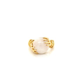 14k Gold Moonstone Crystal Ball Ring