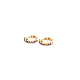 14k Gold Gemstone Huggie Hoops