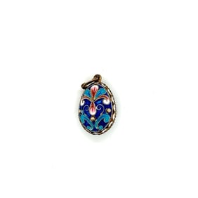 Soviet Silver Gilt Cloisonne Egg Pendant