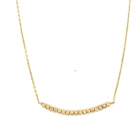 14k Gold Beaded Bar Necklace