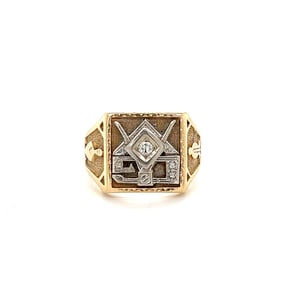 14k Gold and Diamond Masonic Ring