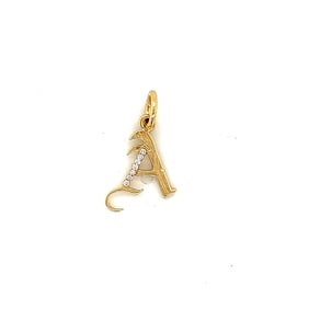 14k Gold Diamond "A" Letter Charm