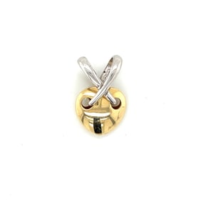 14k Gold Two Tone Puffy Heart Pendant