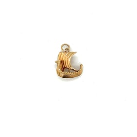 14k Gold Viking Ship Charm
