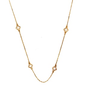 14k Gold Quatrefoil Station Necklace