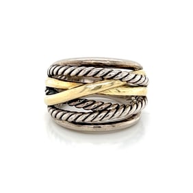 David Yurman Sterling Silver 18k Crossover Ring
