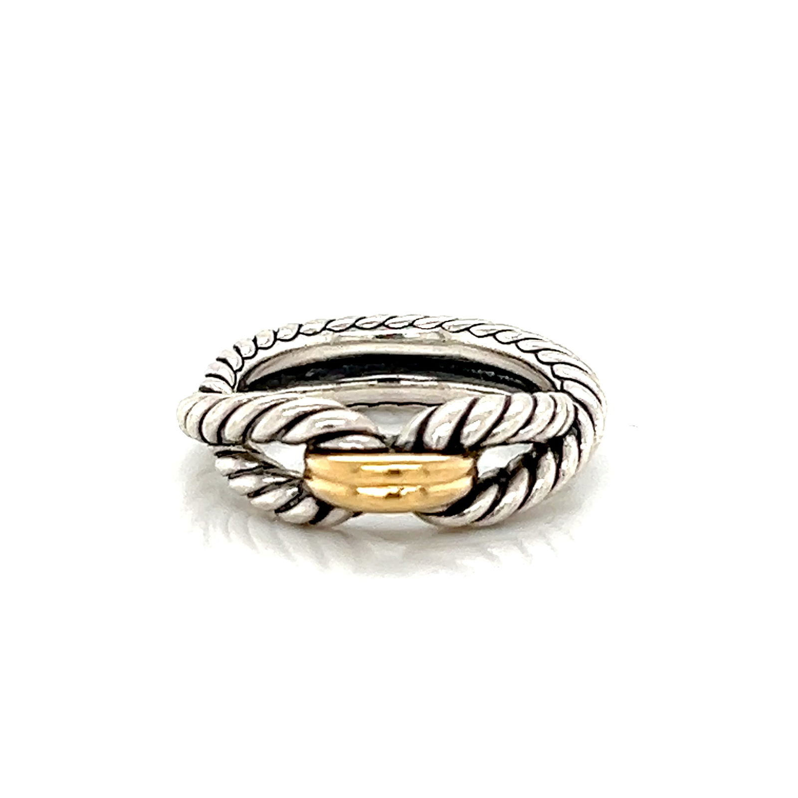 David Yurman Sterling Silver and 18k Gold Cable Loop Ring (1 of 4)
