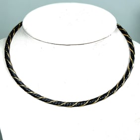 David Yurman Sterling Silver 18K Cable Collar Necklace