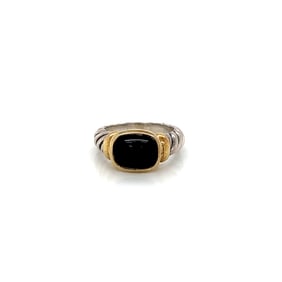 David Yurman Sterling Silver & Gold Onyx Noblesse Ring