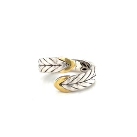 John Hardy Sterling Silver and 18k Gold Bypass Ring