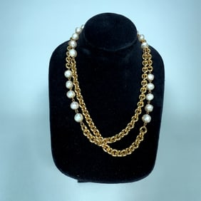 Chanel Double Strand Pearl Necklace