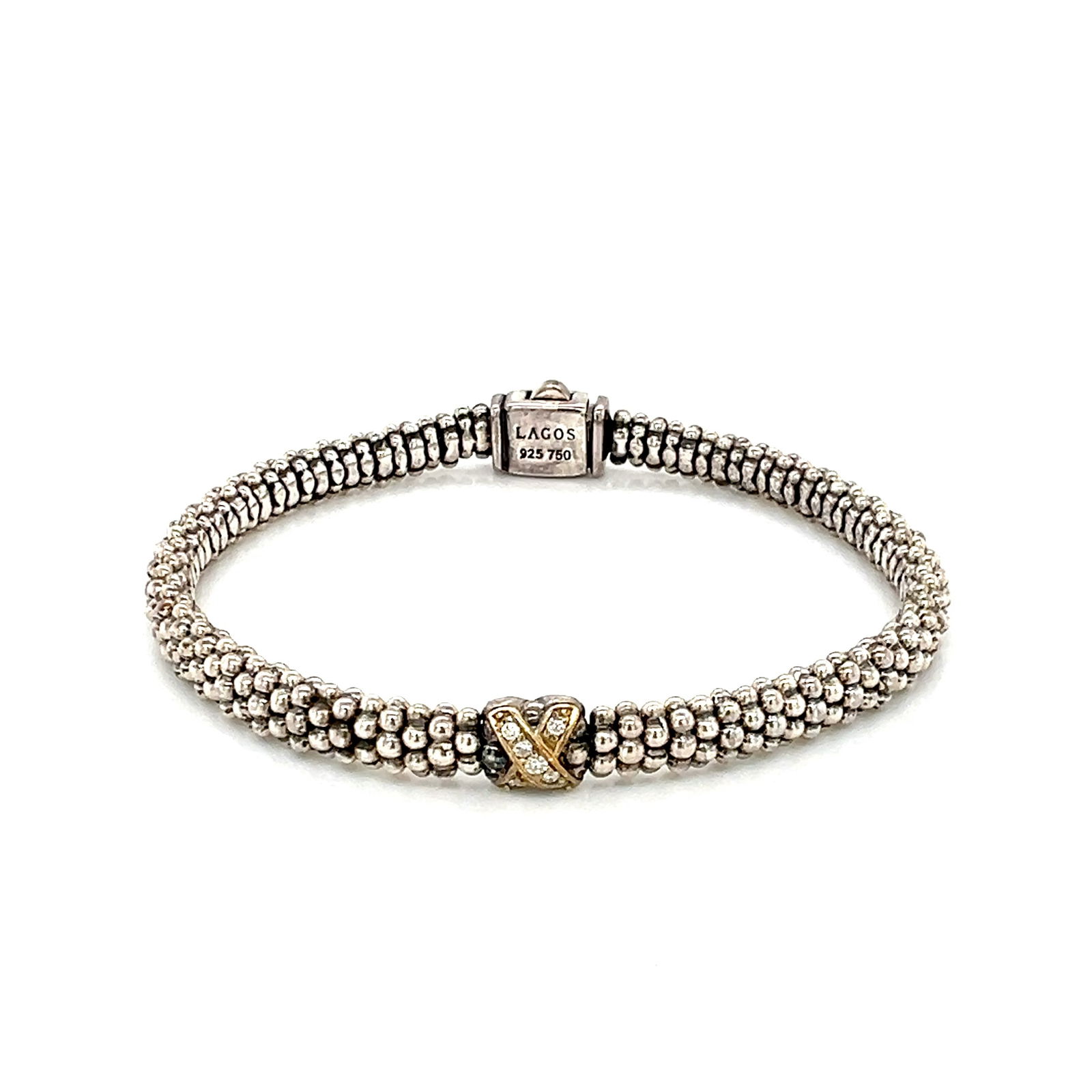 Lagos Caviar Two-Tone X Diamond Bracelet (1 of 4)