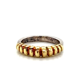 Lagos Caviar Sterling Silver and 18k Yellow Gold Ring