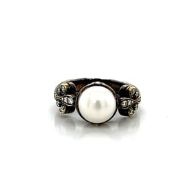 Lagos Caviar Sterling Silver & 18k Pearl Ring