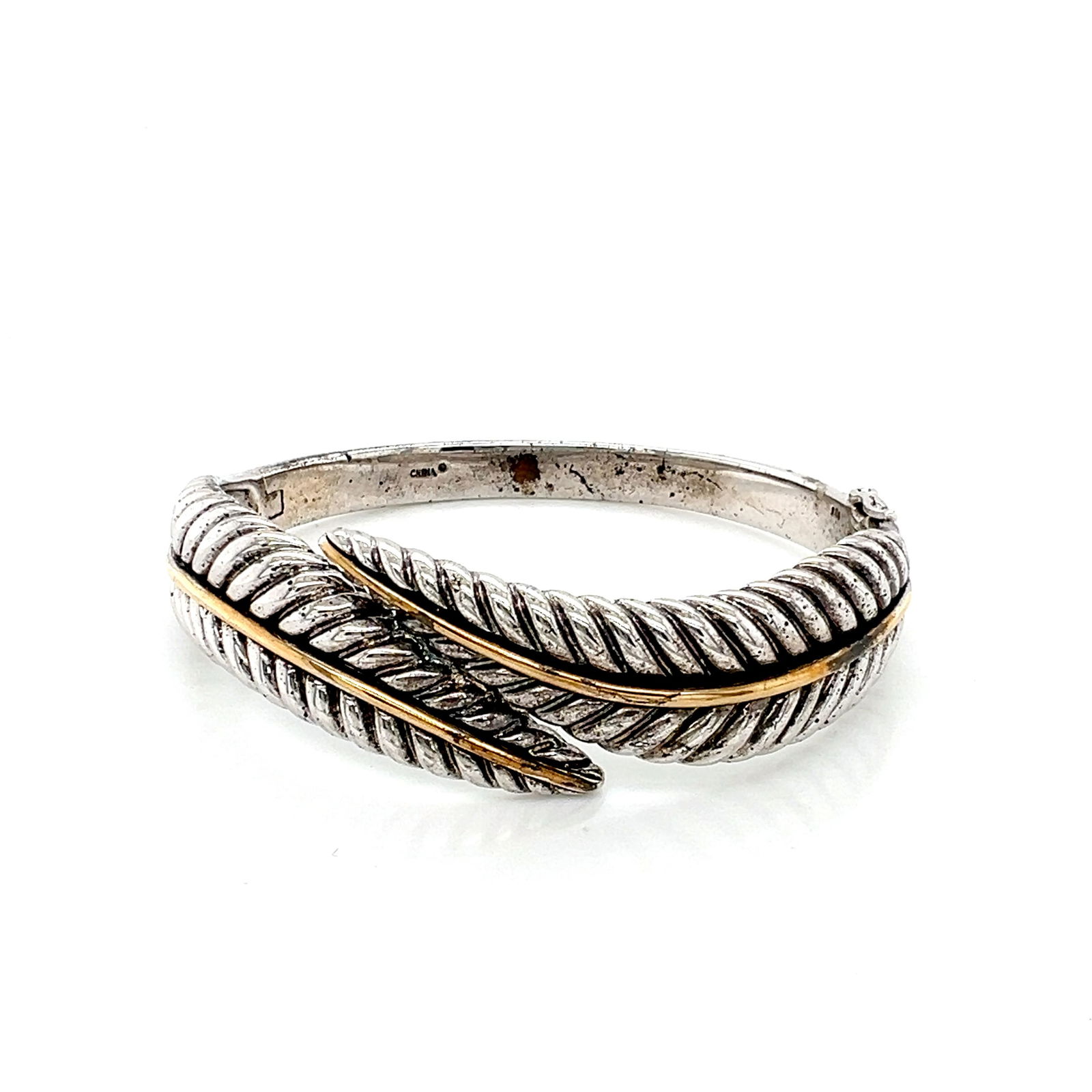 Sterling Silver & 14k Gold Feather Cuff Bracelet (1 of 5)