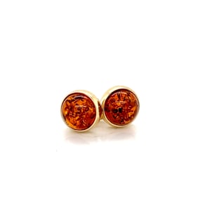 14k Gold Bezel Set Amber Earrings