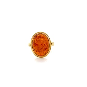 14K Gold Amber Ring