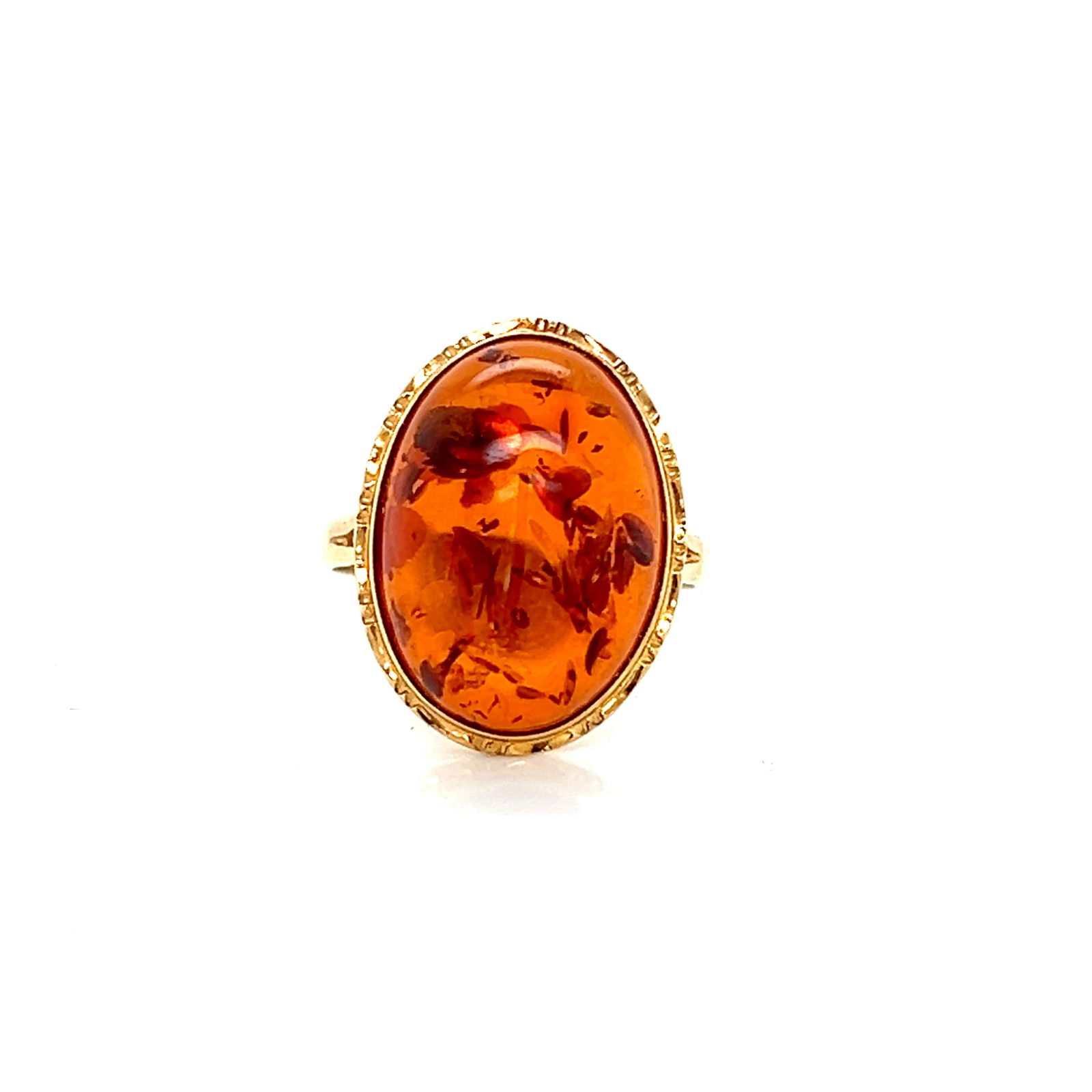 14k Gold Amber Cabochon Ring (1 of 4)