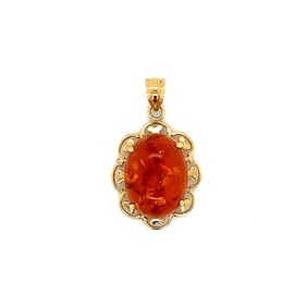 14k Gold Amber Pendant