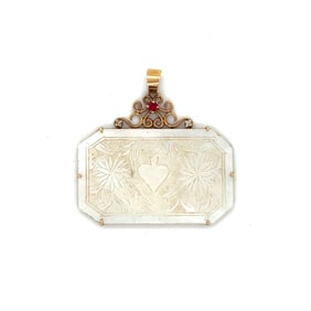 14k Gold Carved Mother of Pearl Pendant