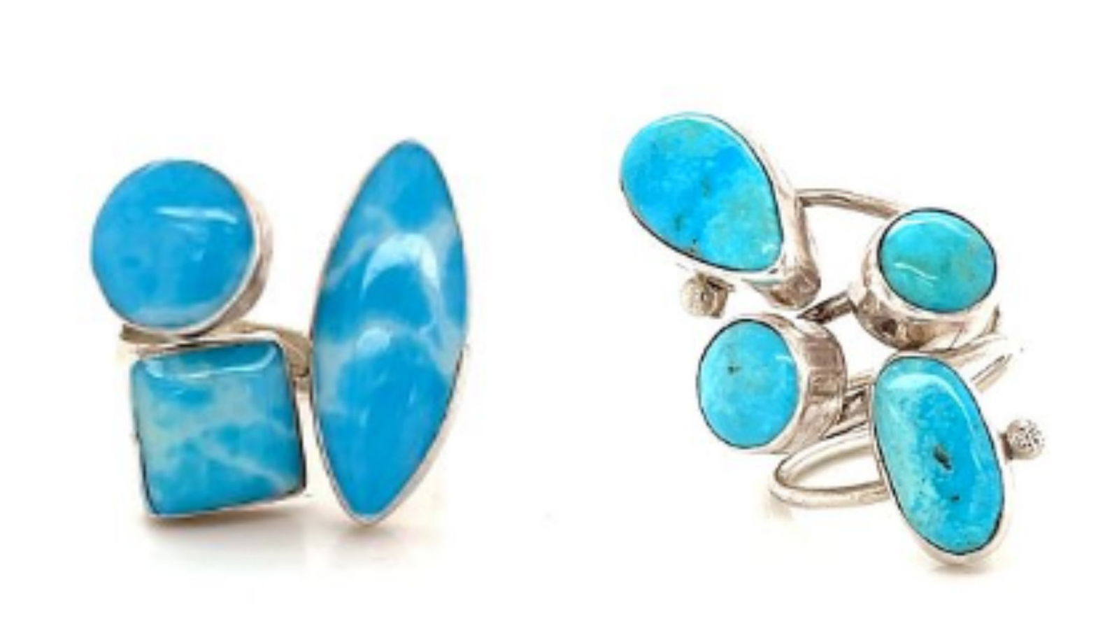 Lot of 2 Sterling Silver Taxco Turquoise Rings (1 of 9)