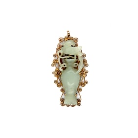 14k Gold Jade Pendant
