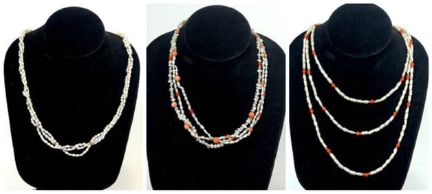 Three Rice Pearl Necklaces