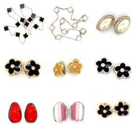 Jewelry Lot, Two Necklaces and Seven Pairs of Earrings