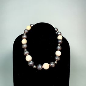 Sterling Silver & Bone Beaded Necklace