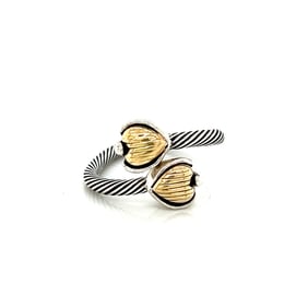 Jeffrey Levin Sterling Silver 18k Heart Bypass Ring