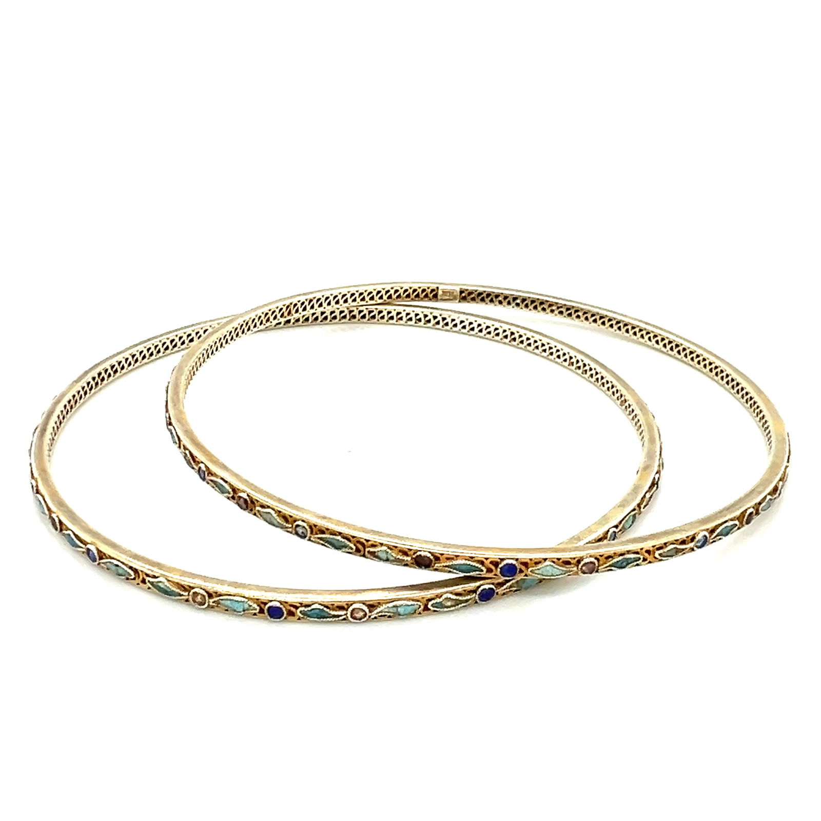 Pair of 10k Gold Enamel Bangle Bracelets (1 of 5)