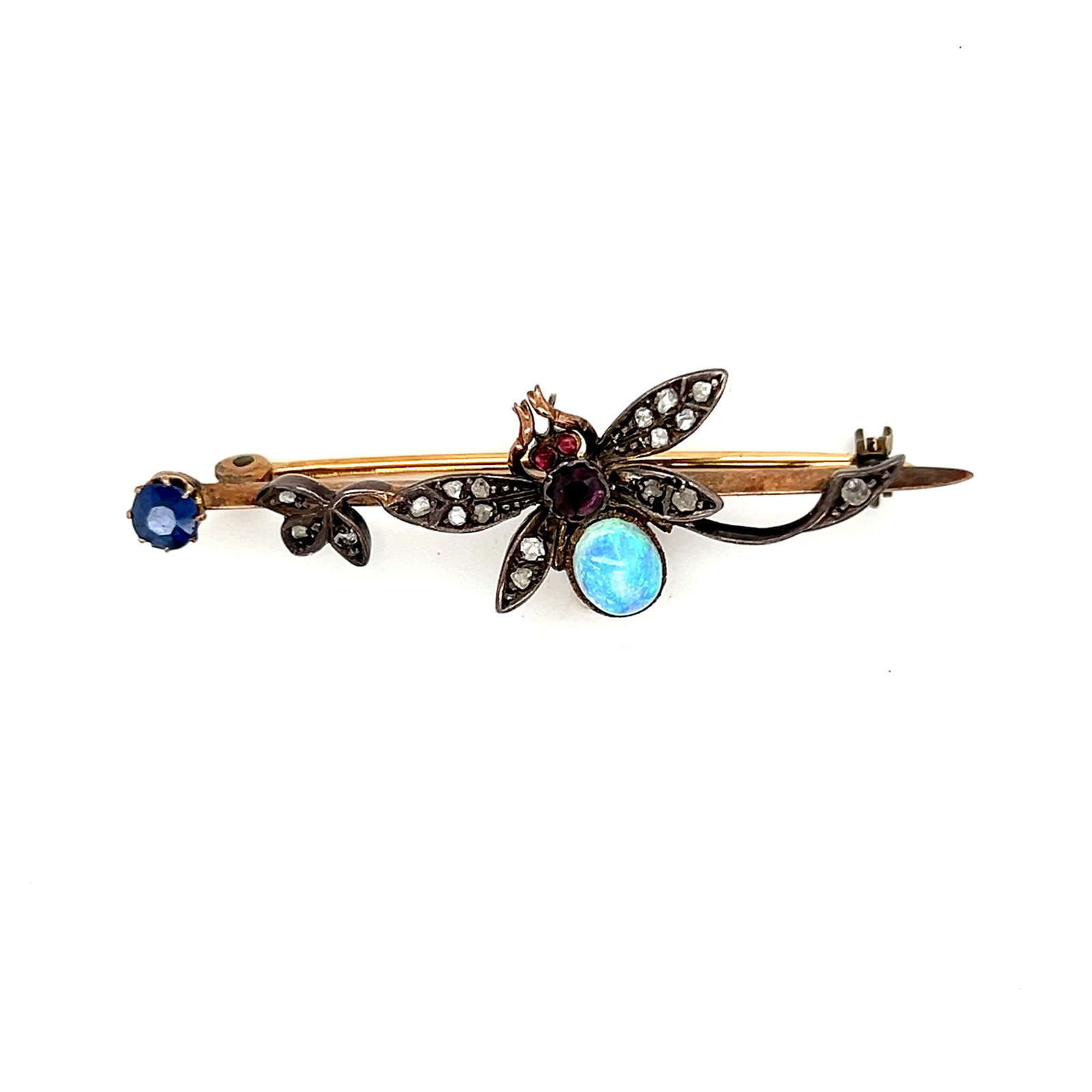 Antique 9k Gold Gem-Set Insect Brooch (1 of 2)