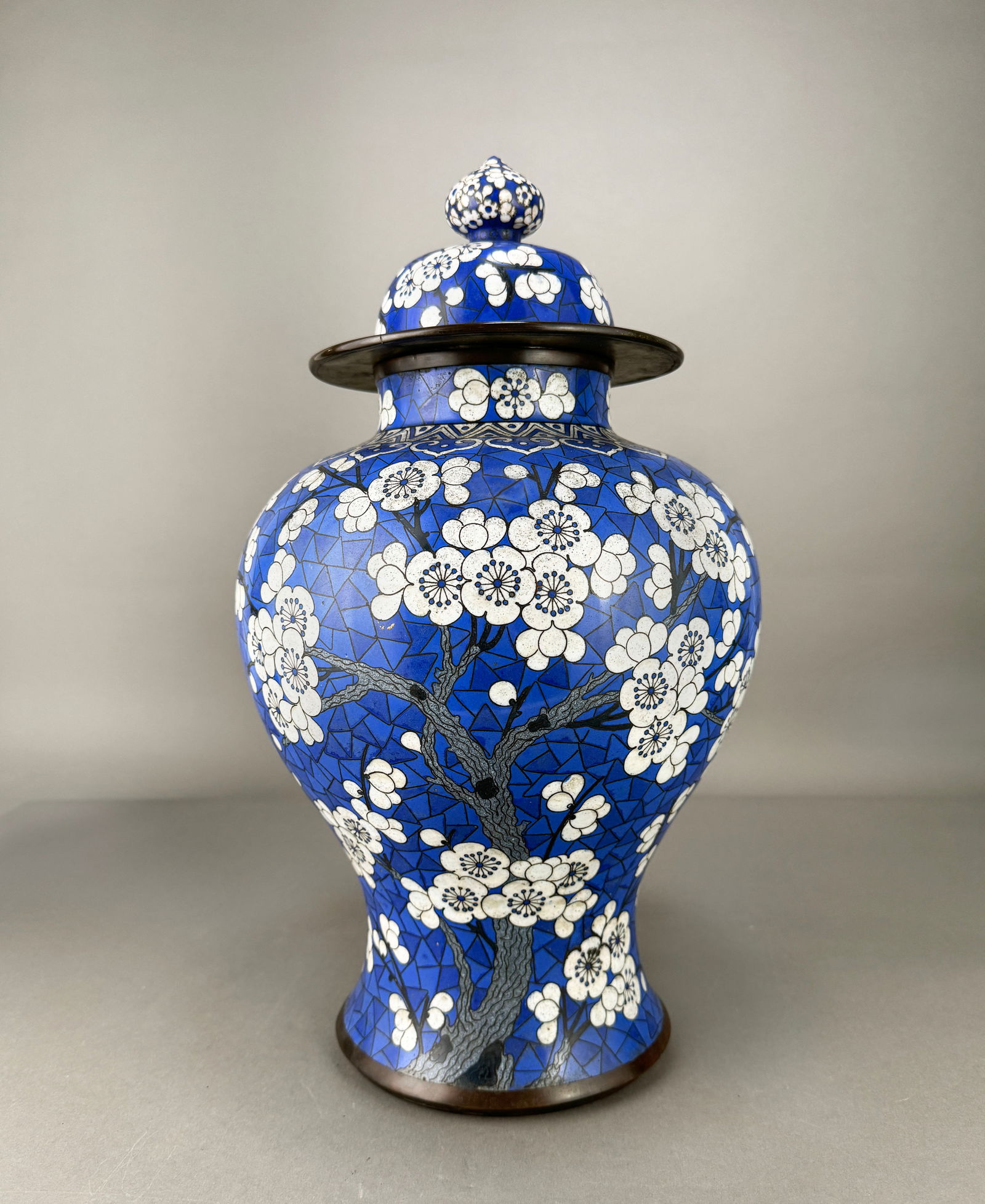 Large Chinese Cloisonné Baluster Vase & Cover (1 of 5)