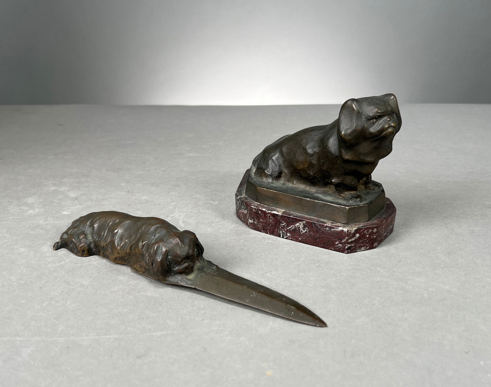 Lot of Two Emilie Fiero Bronze Pekingese Sculptures (1 of 10)