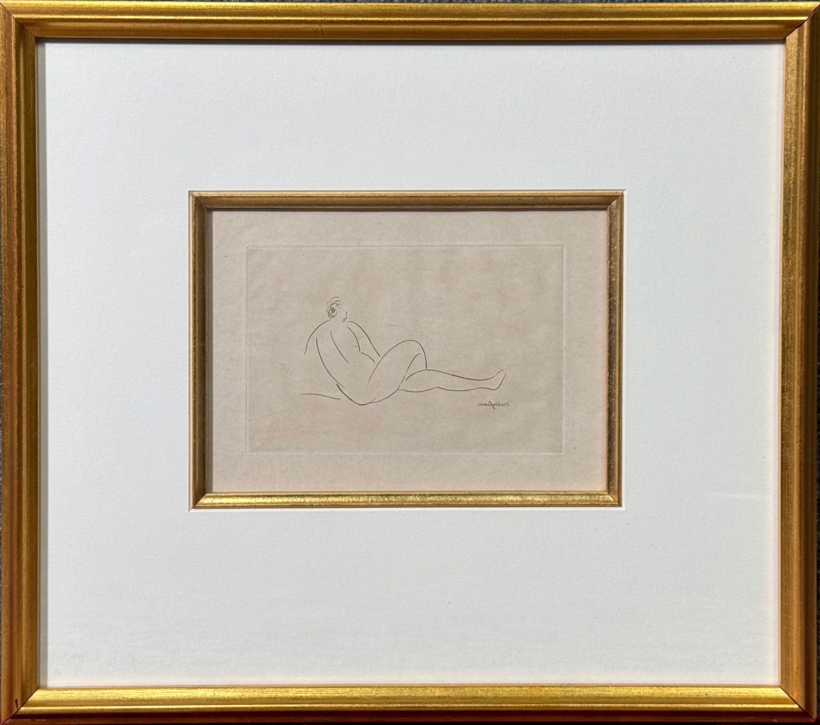 Etching by Amadeo Modigliani, Nue de dos (1 of 2)