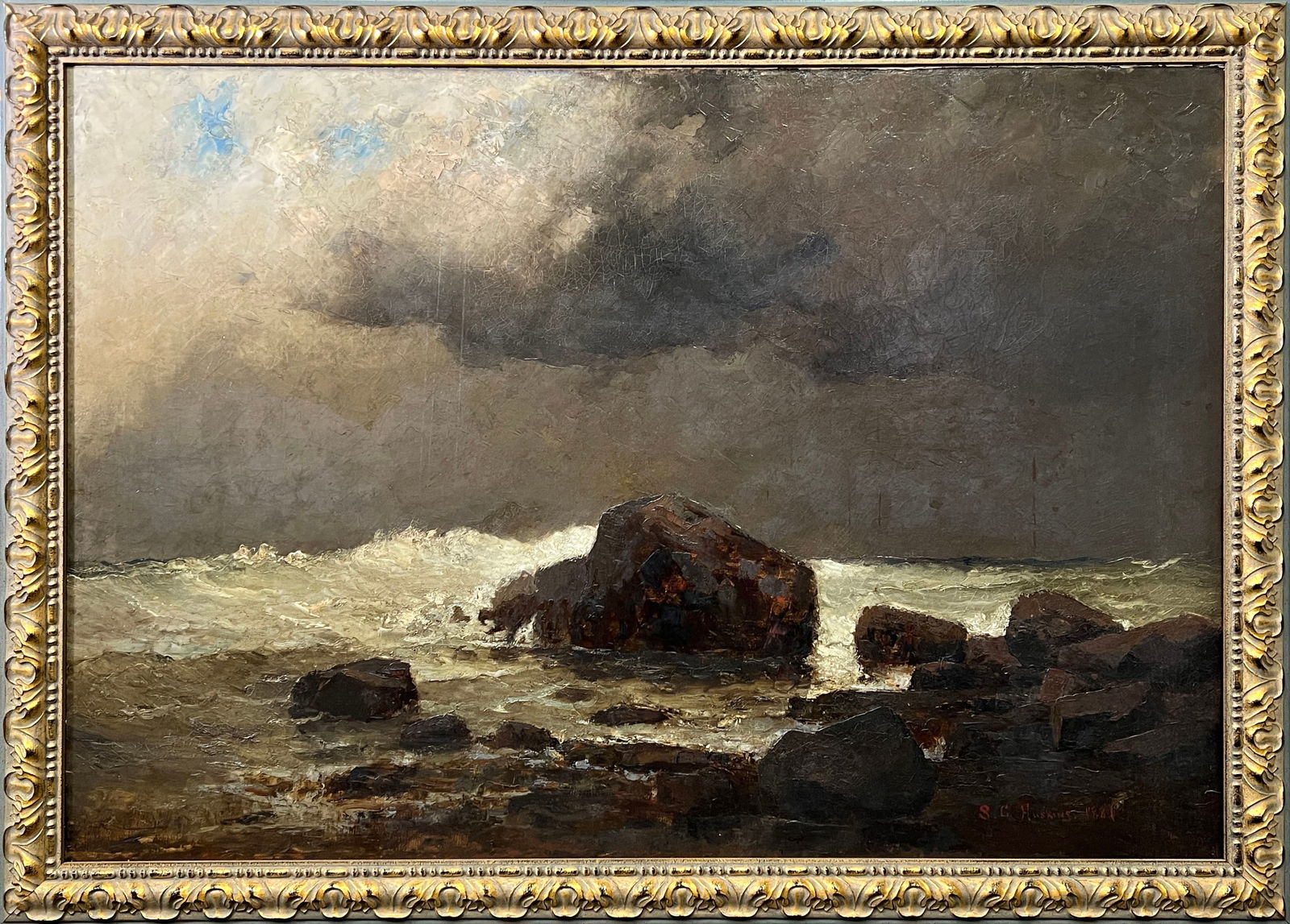 Framed Oceanic Scene Oil Painting (1 of 2)