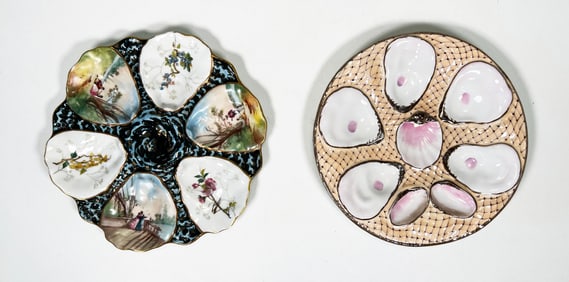 Two French & German Oyster Plates
