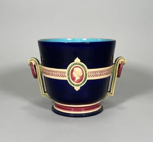 Minton Majolica Wine Cooler with Cameo Medallions