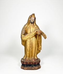 Large Carved & Polychromed Wood Santos Figure