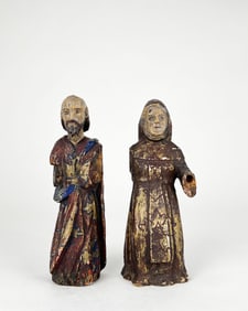 Pair of Parcel Gilt & Polychrome Santos Figures