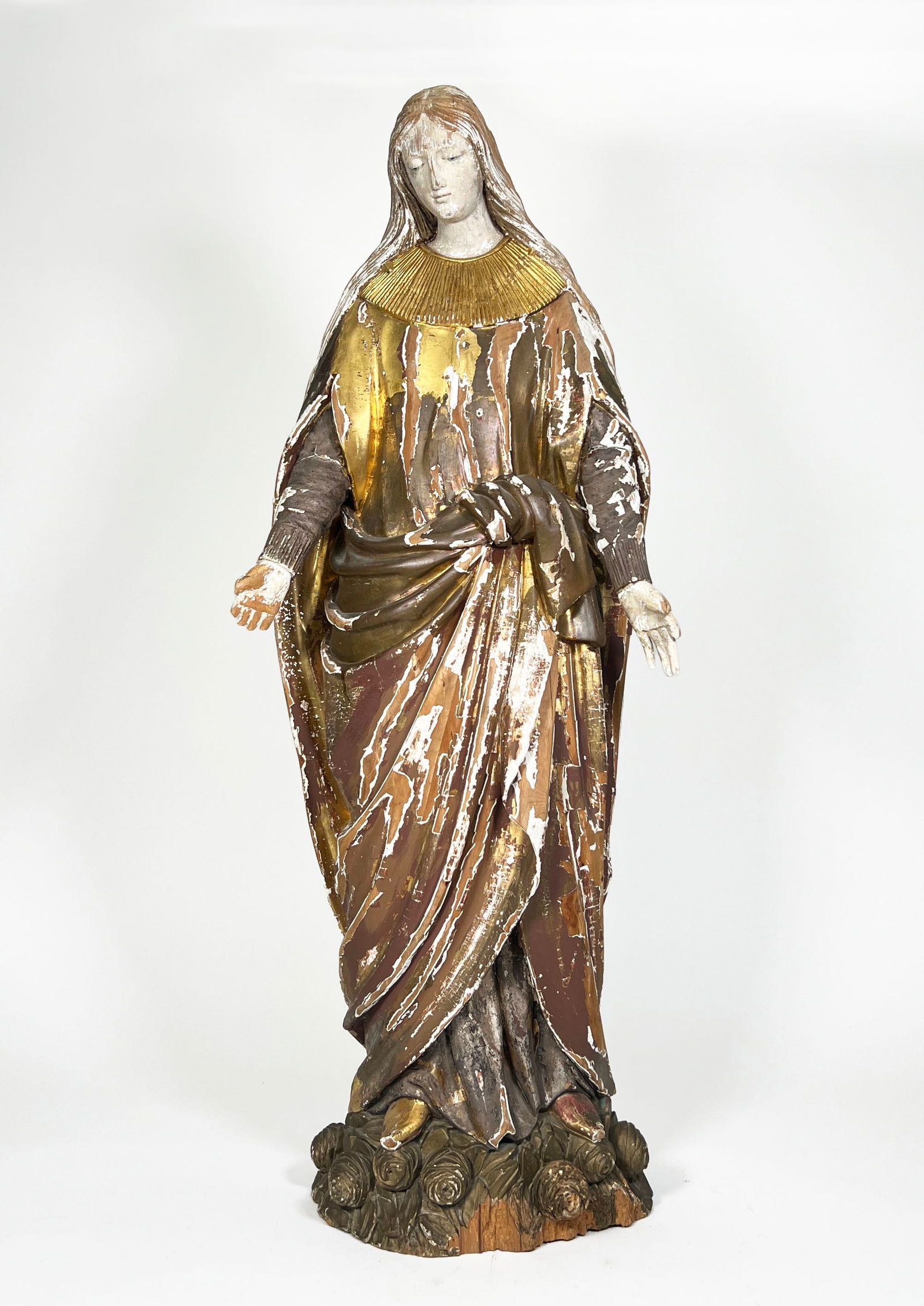 Large Parcel Gilt Polychrome Wood Santos of the Virgin Mary (1 of 5)