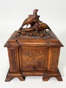 Black Forest Carved Wood Cigar Box